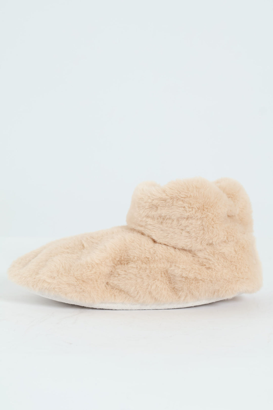 Faux Fur Bootie Sock - Light Brown
