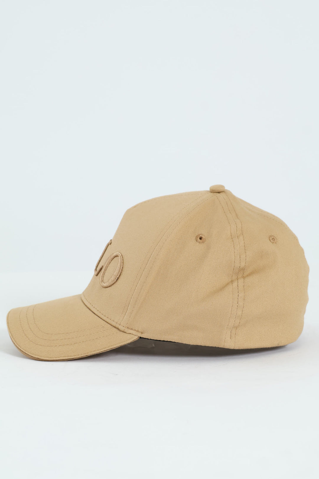 5 Panel Embroidered Peak Cap - Khaki