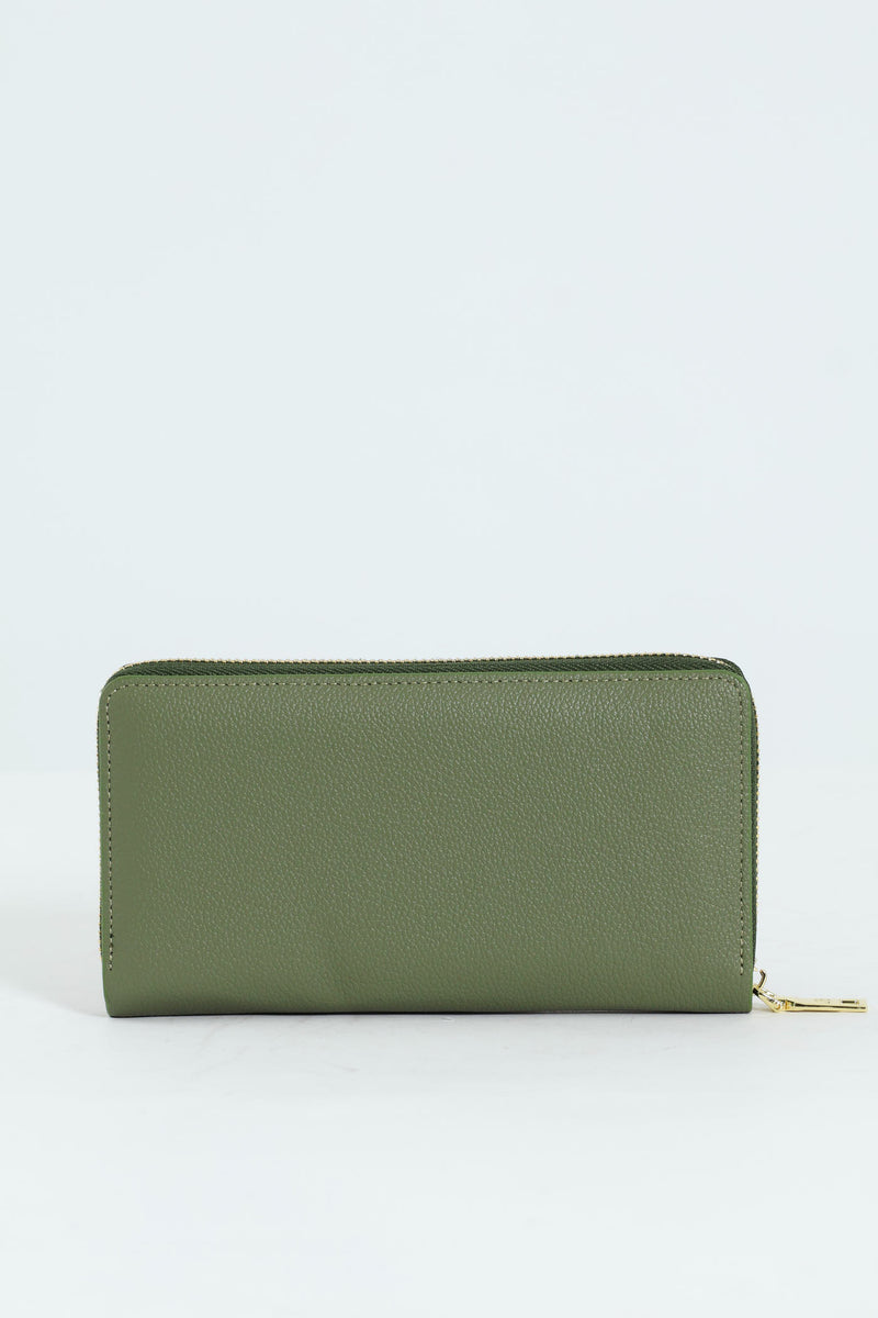 Charlotte Light Text Zip Around Purse - Light Green