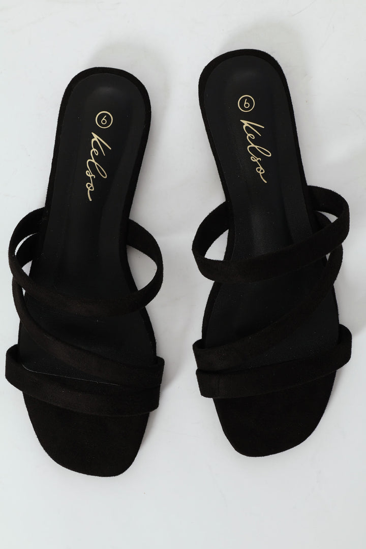 3 Strap Basic Mule Sandal - Black
