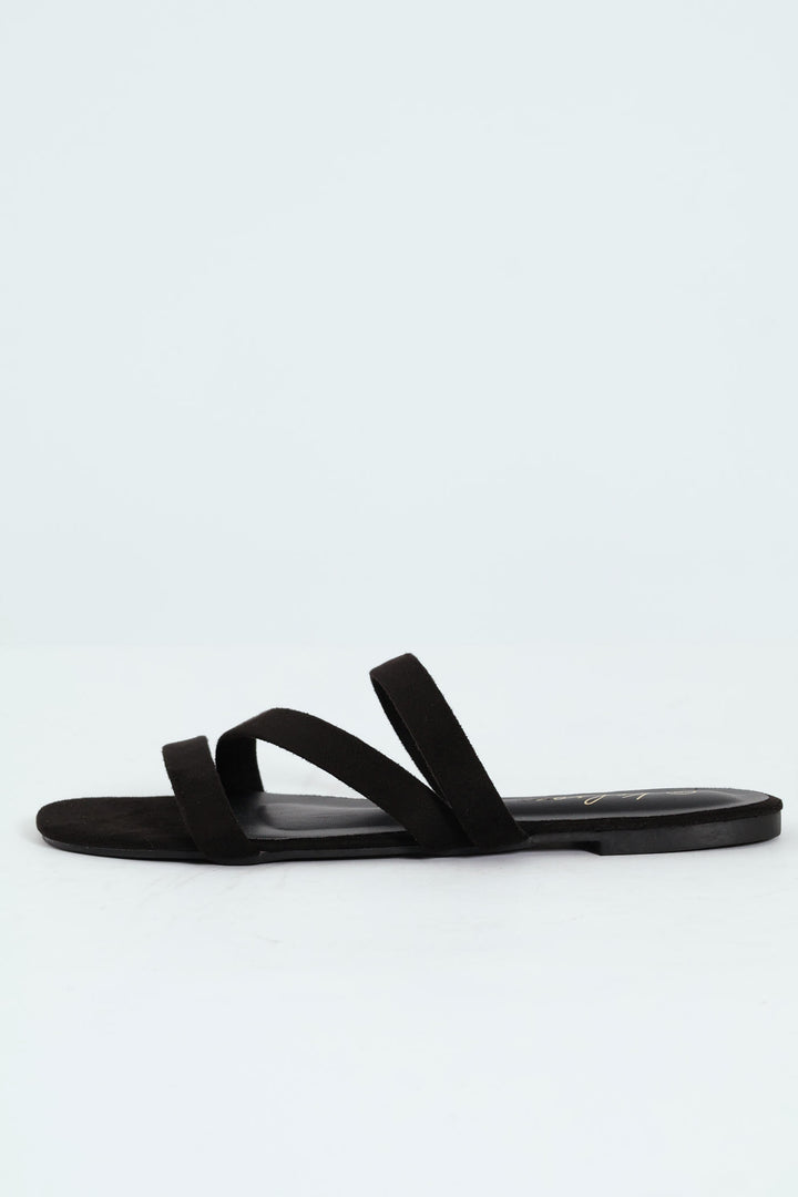3 Strap Basic Mule Sandal - Black