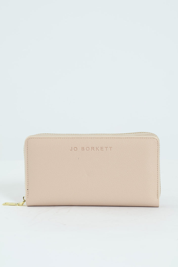 Charlotte Light Text Zip Around Purse - Cream