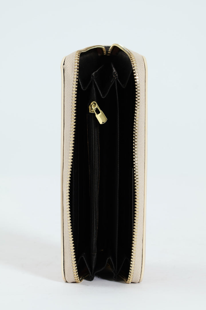 Charlotte Light Text Zip Around Purse - Cream