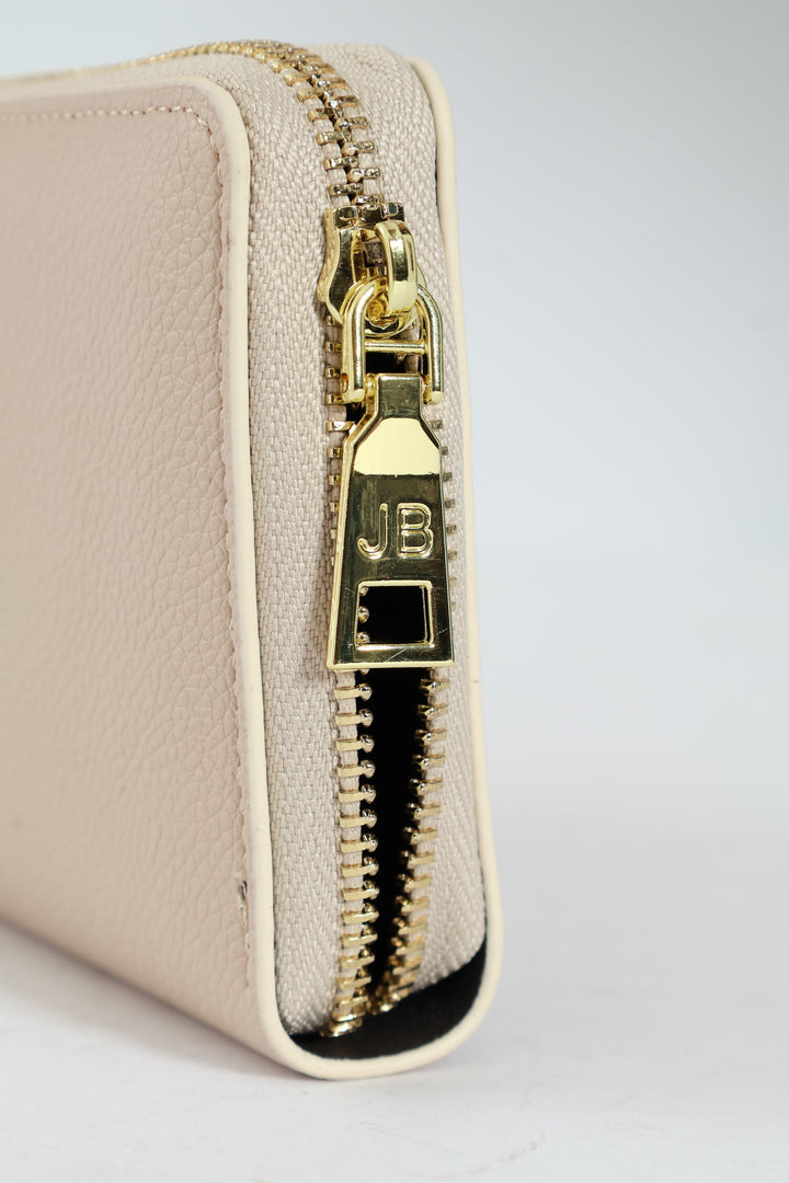 Charlotte Light Text Zip Around Purse - Cream