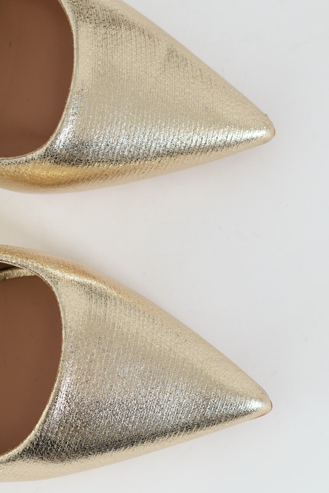 Crushed Metallic Pointy Fashion Court Heel - Gold