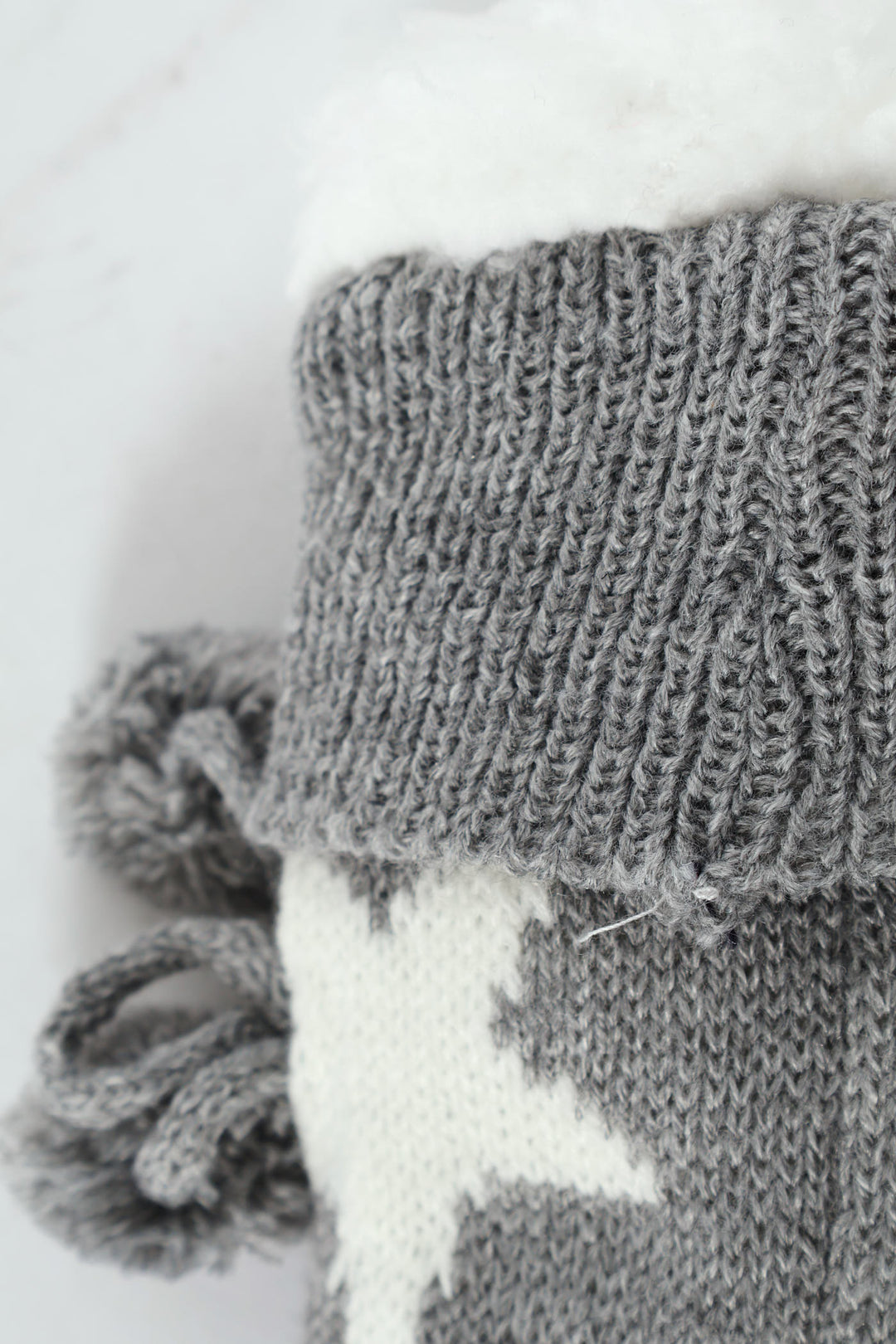 Star Knit Bed Socks - White/Grey