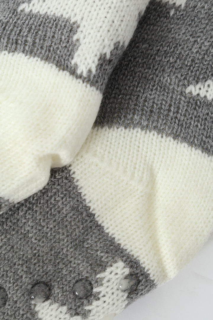 Star Knit Bed Socks - White/Grey