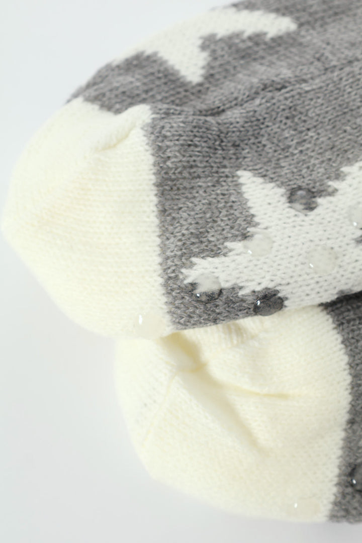 Star Knit Bed Socks - White/Grey