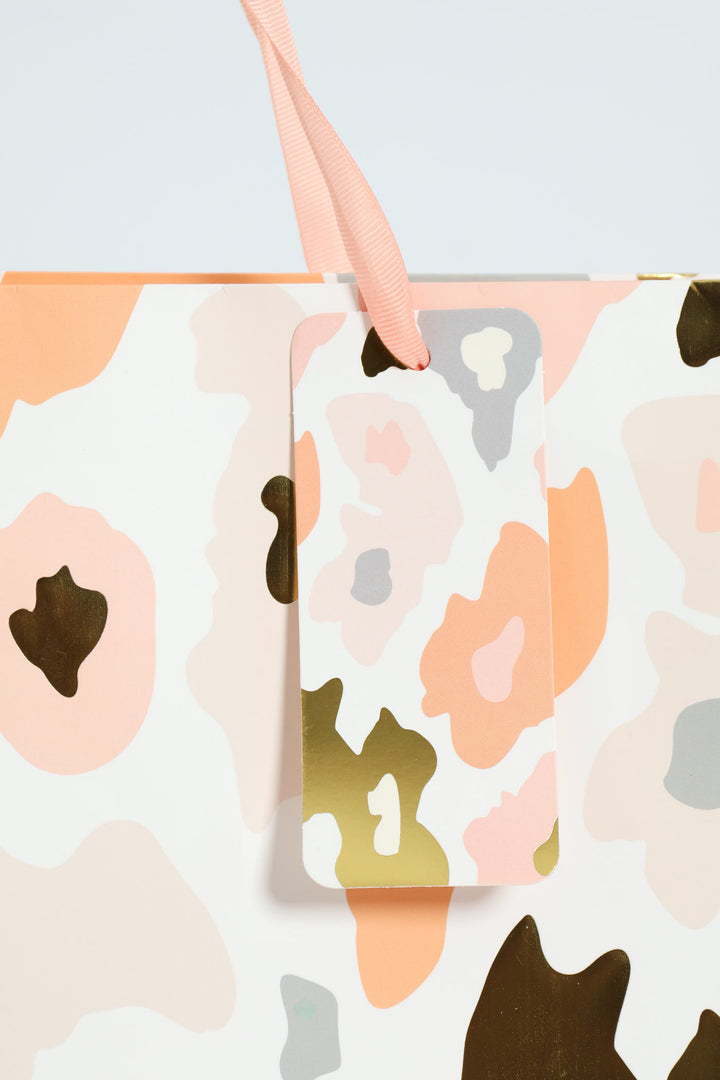 Leopard Print Gift Bag - Coral
