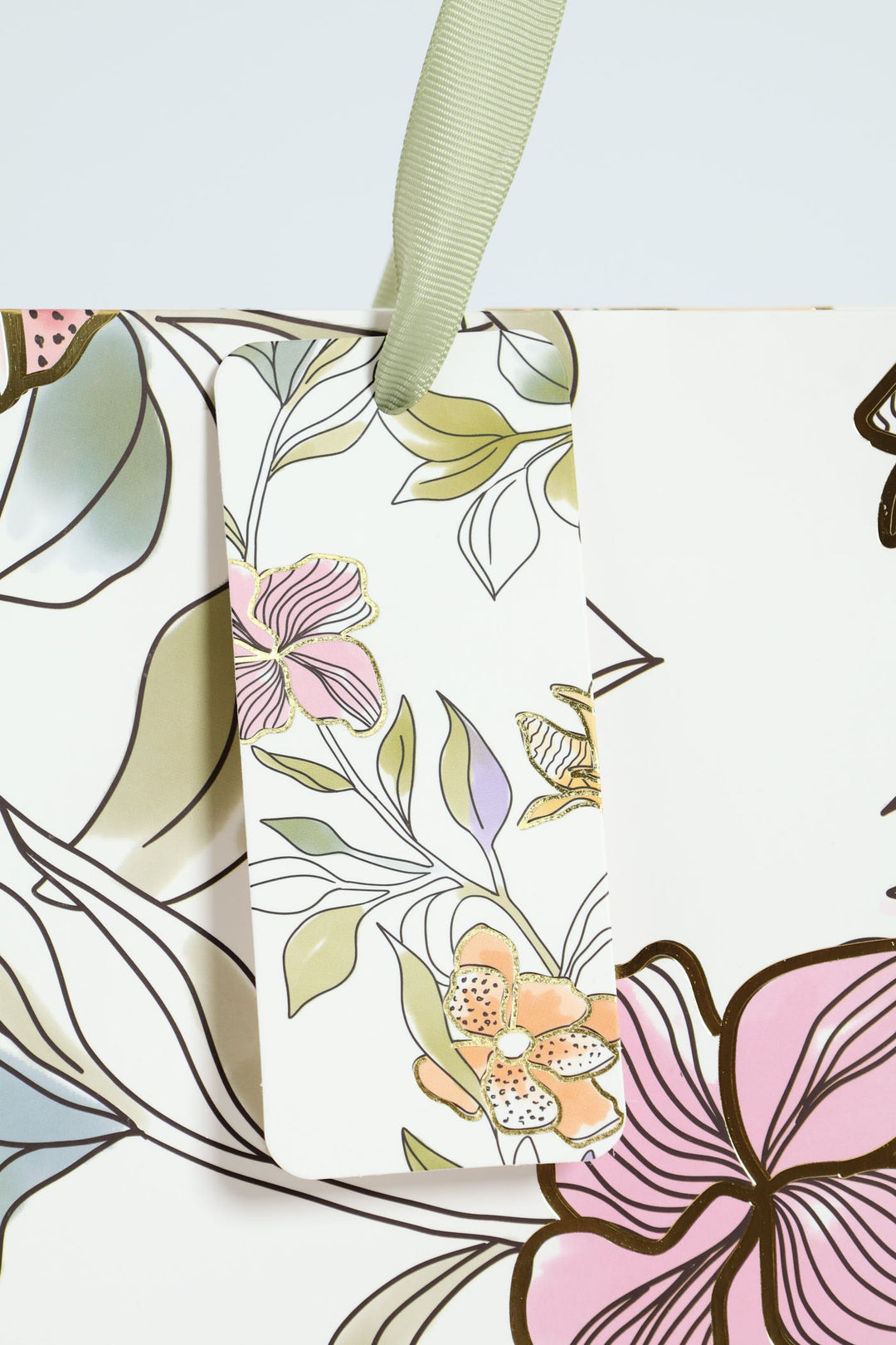 Large Foliage Foil Print Gift Bag - White