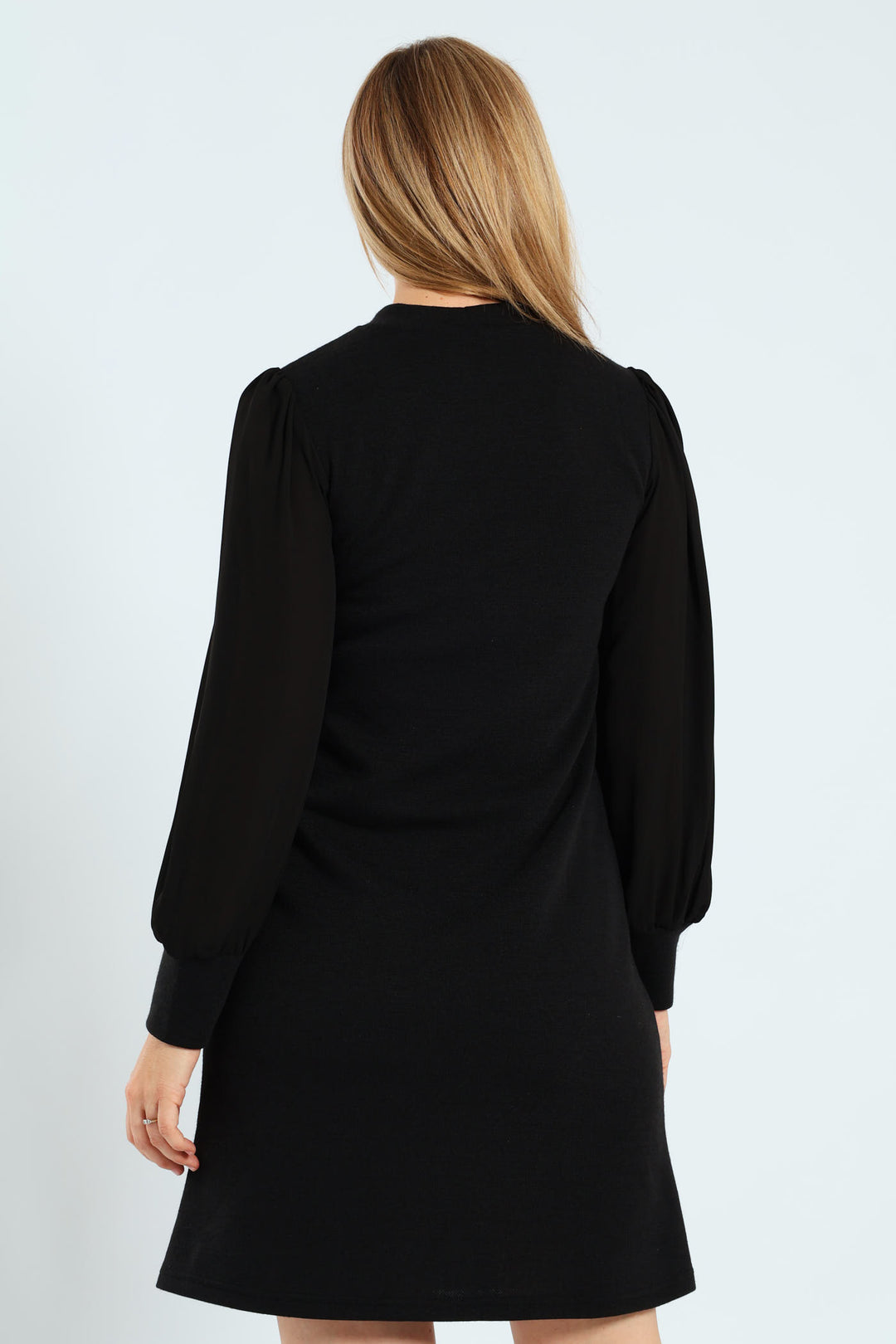 Shift Knitwear Combo Dress - Black