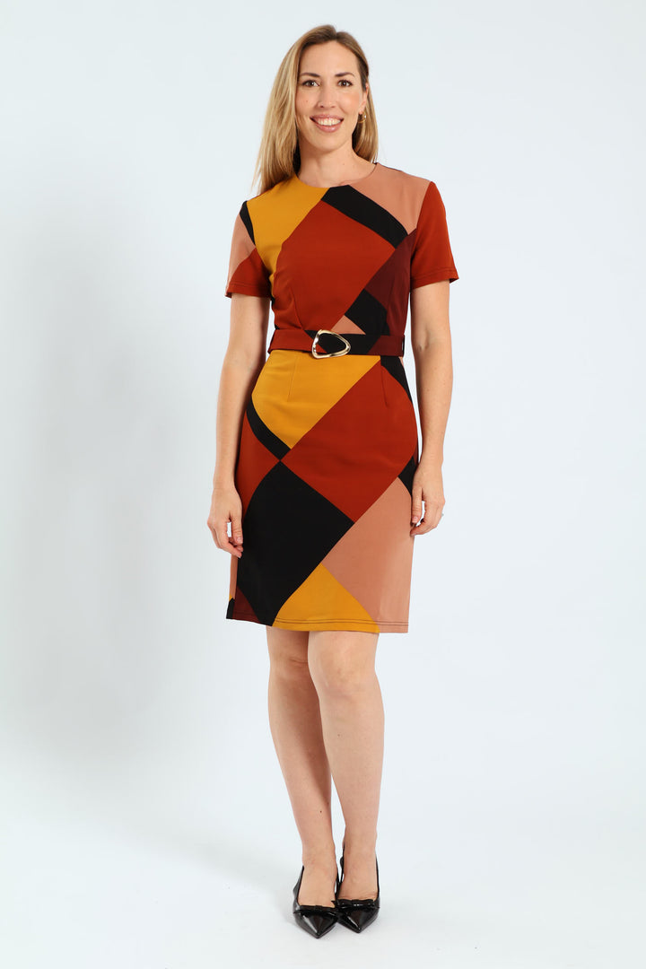 Colourblock Work Dress