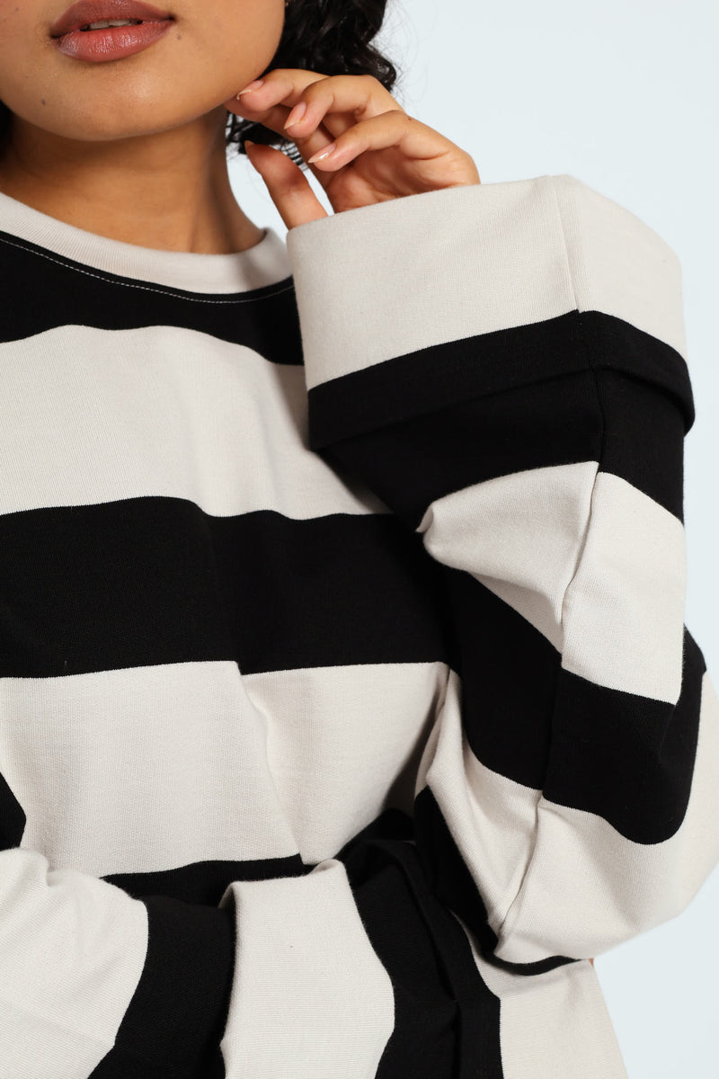 Long Sleeve Boxy Stripe Tee - Black/White