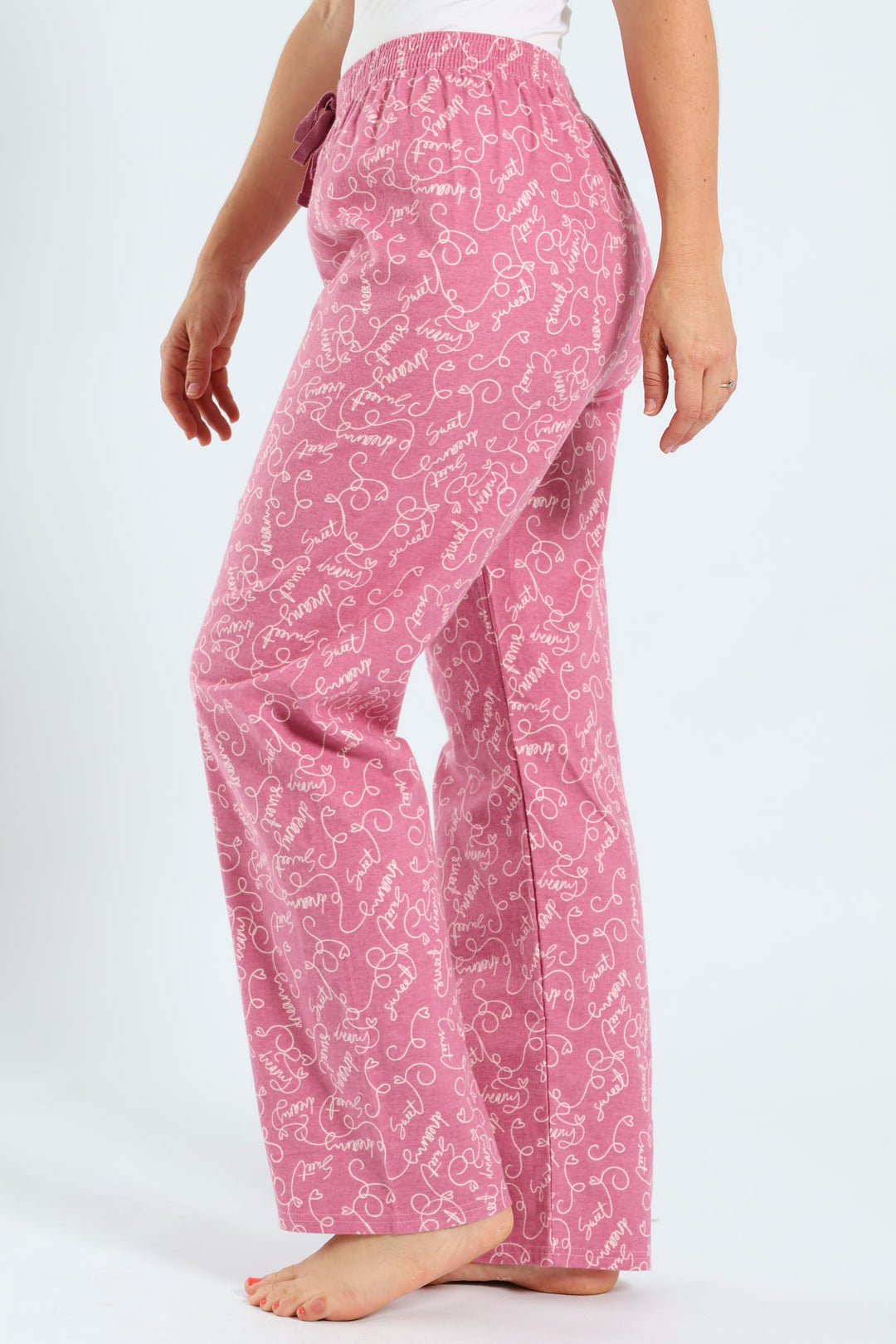 Straight Leg Flannel Scribbles Pants - Pink