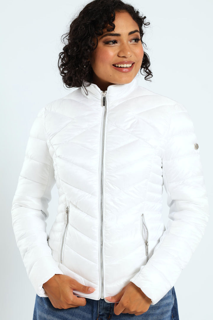 Rivilla Cropped Puffer Jacket - White