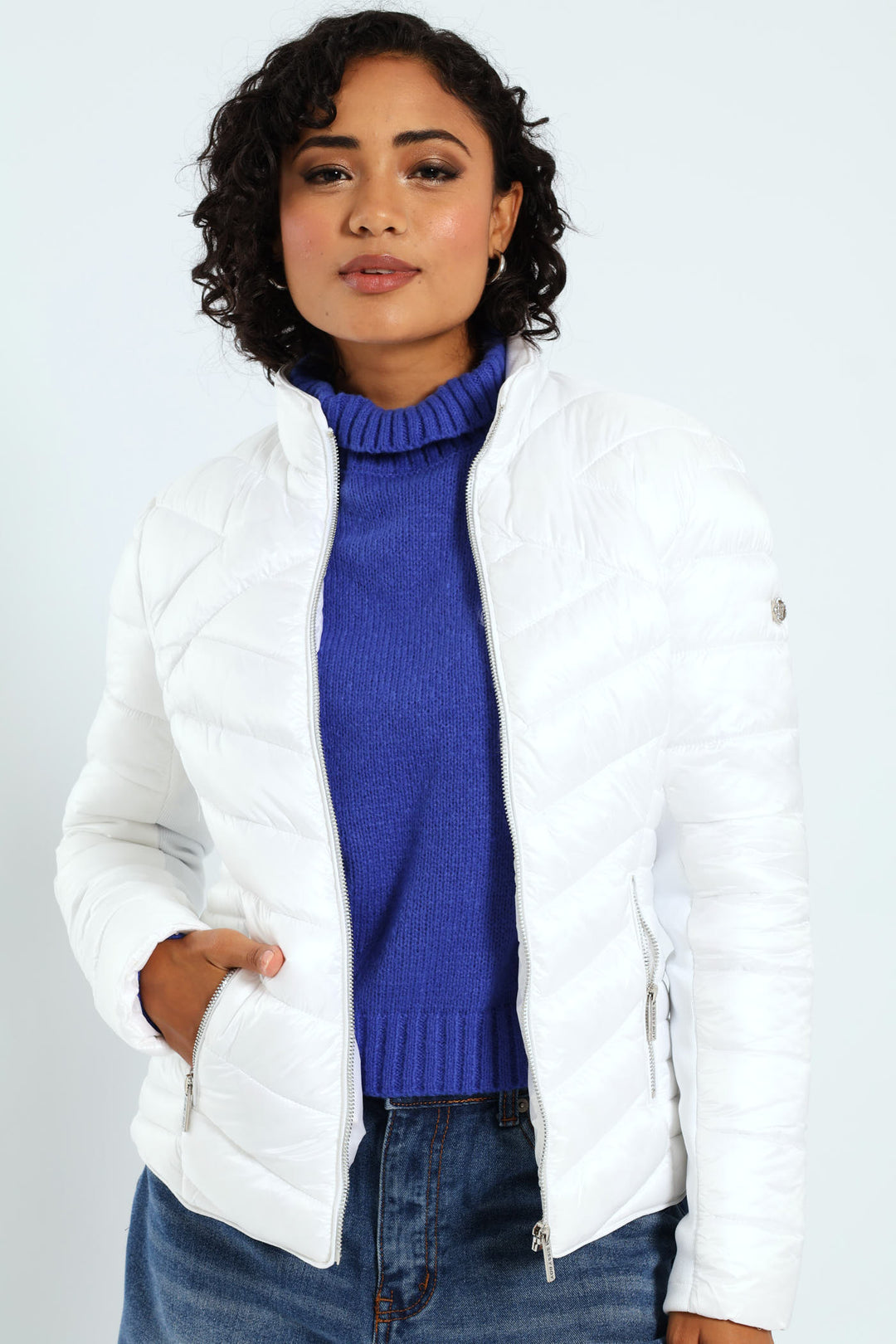 Rivilla Cropped Puffer Jacket - White