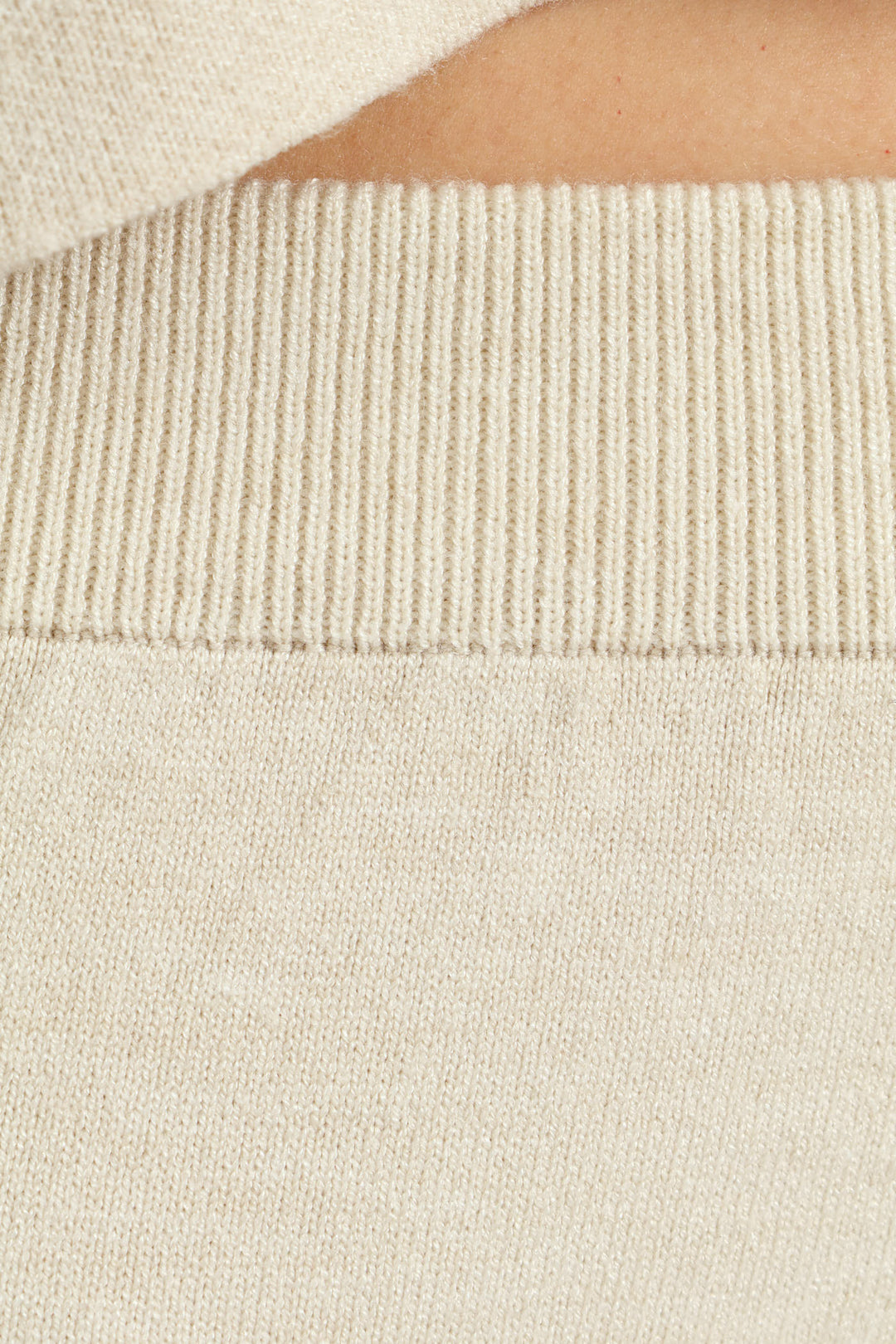 Wide Leg Knitwear Pants - Cream