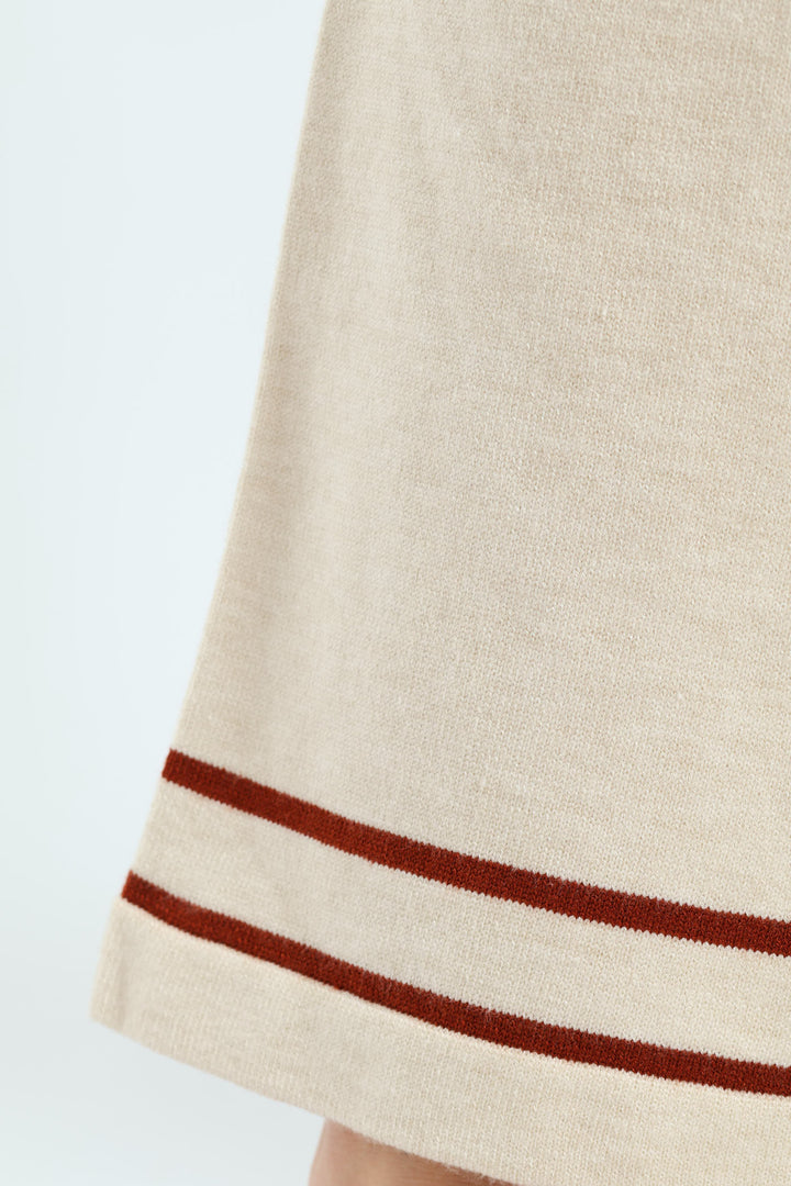 Wide Leg Knitwear Pants - Cream