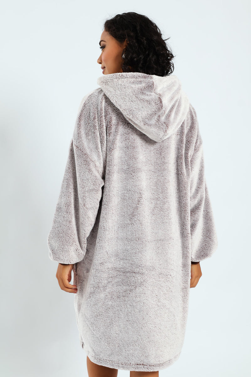 Zip-Through Oversize Snuggie - Brown