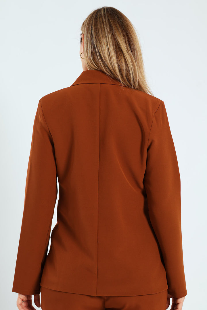Doubel Button Angled Pocket Blazer - Copper
