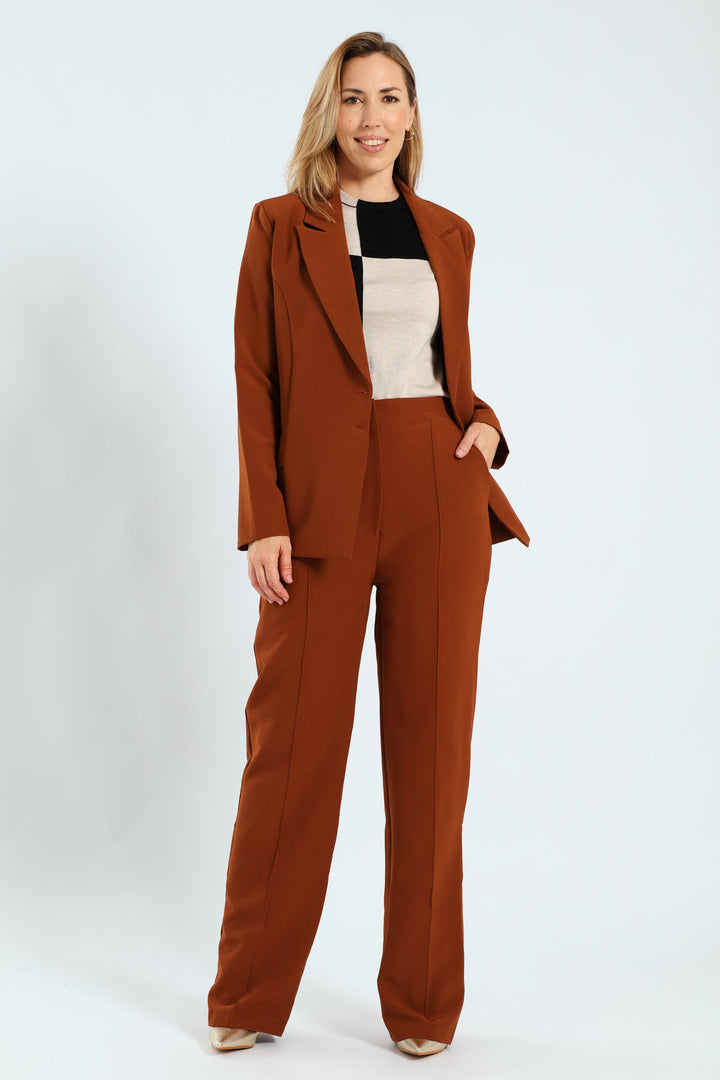 Pin Tuck Straight Leg Pants - Copper