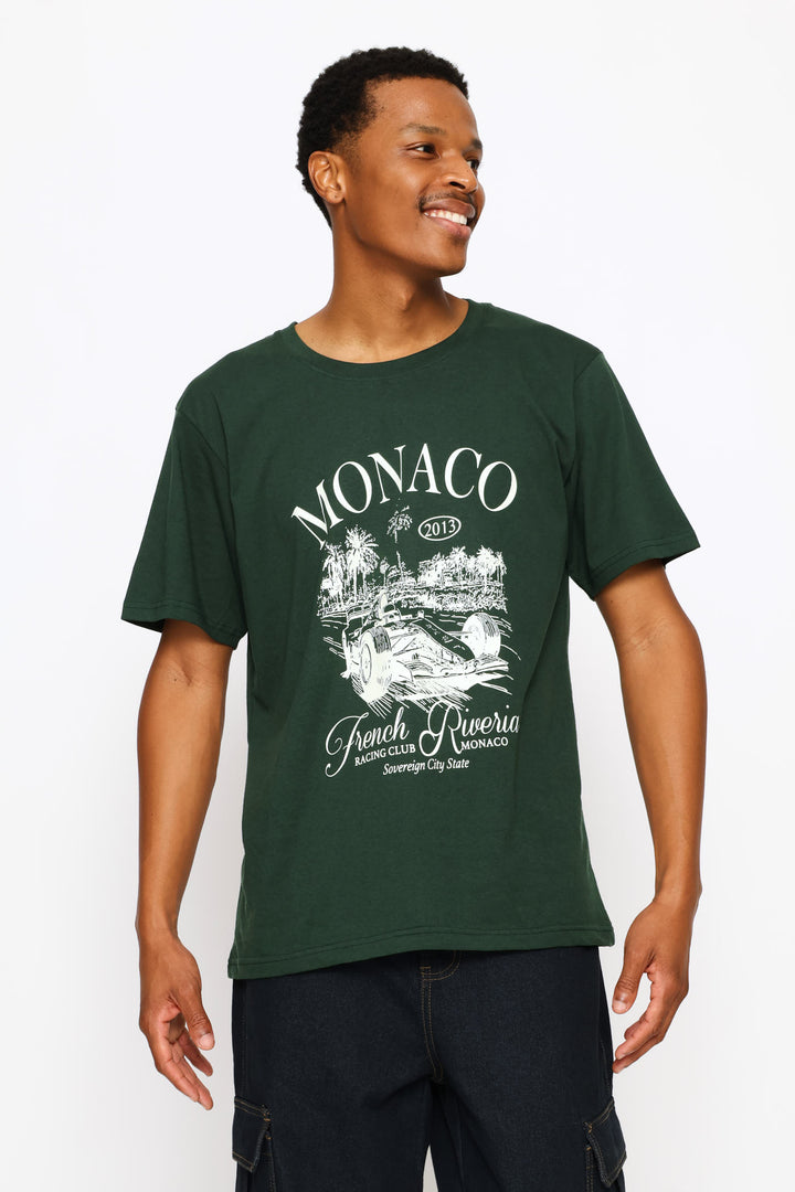 Basic Print Racing Tee - Green