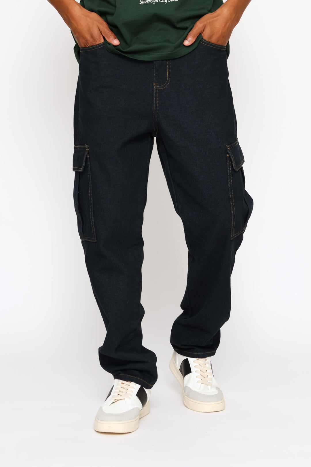 Stretch Cargo Denim - Dark Wash