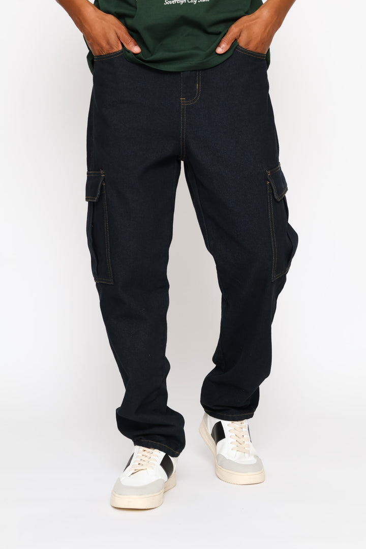 Stretch Cargo Denim - Dark Wash