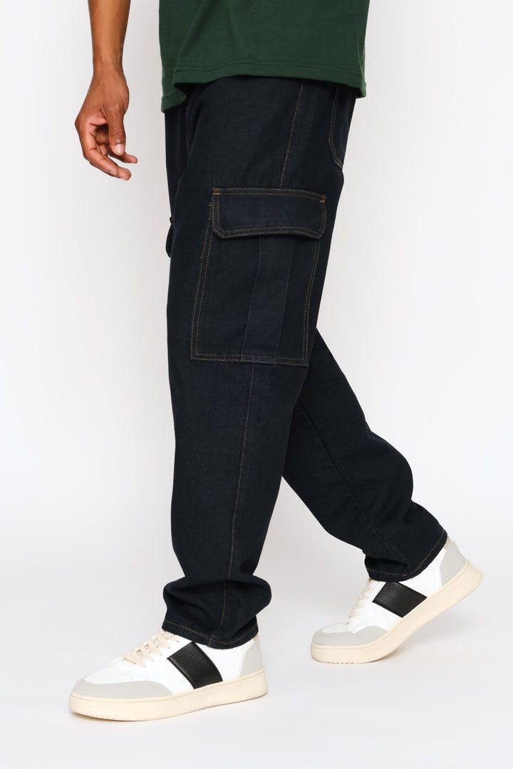 Stretch Cargo Denim - Dark Wash