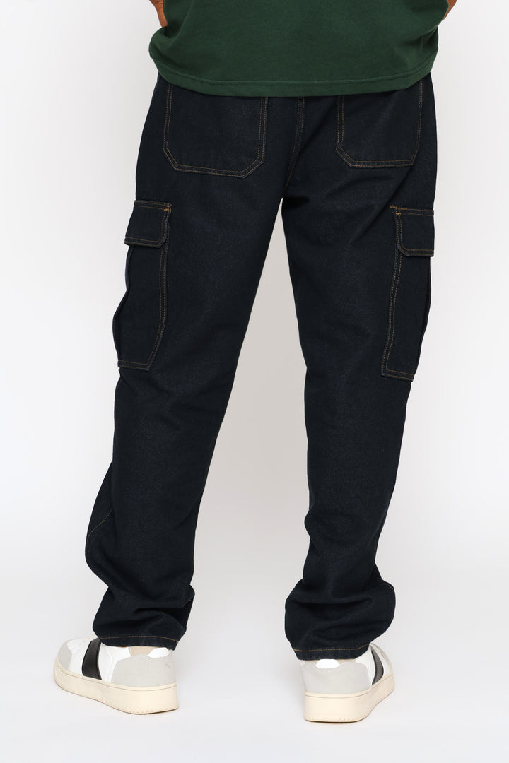Stretch Cargo Denim - Dark Wash