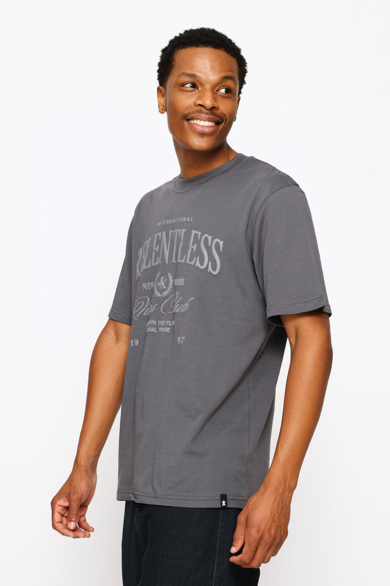 Relentless Puff Front Print Tee - Dark Grey