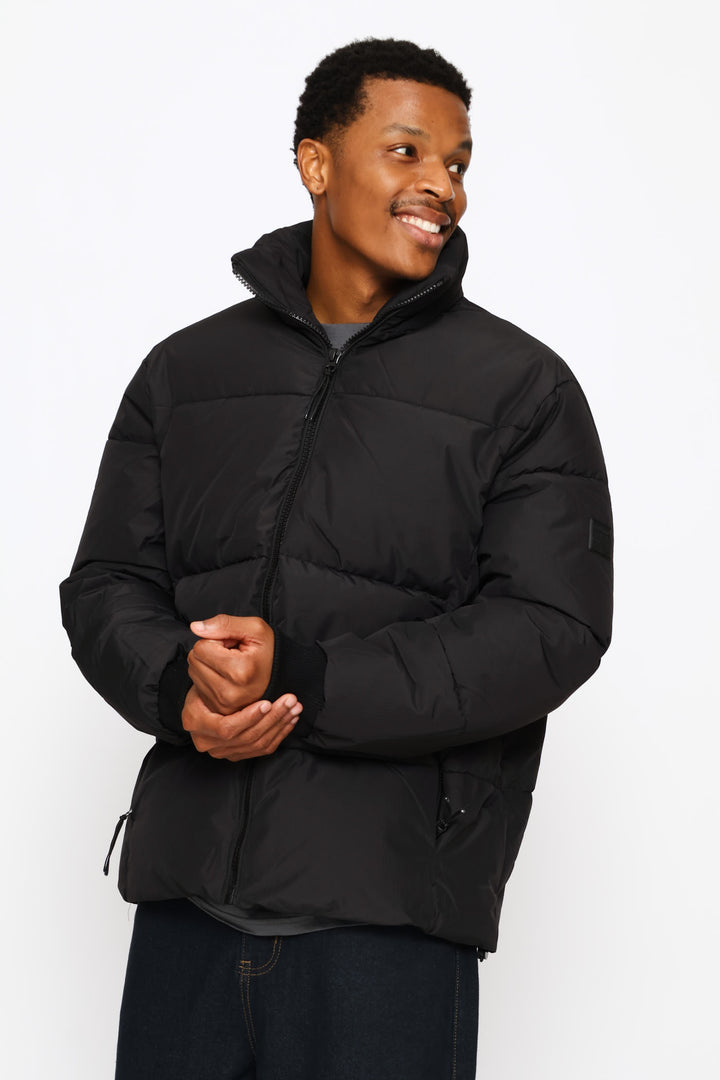 Ripstop Puffer Jacket - Black