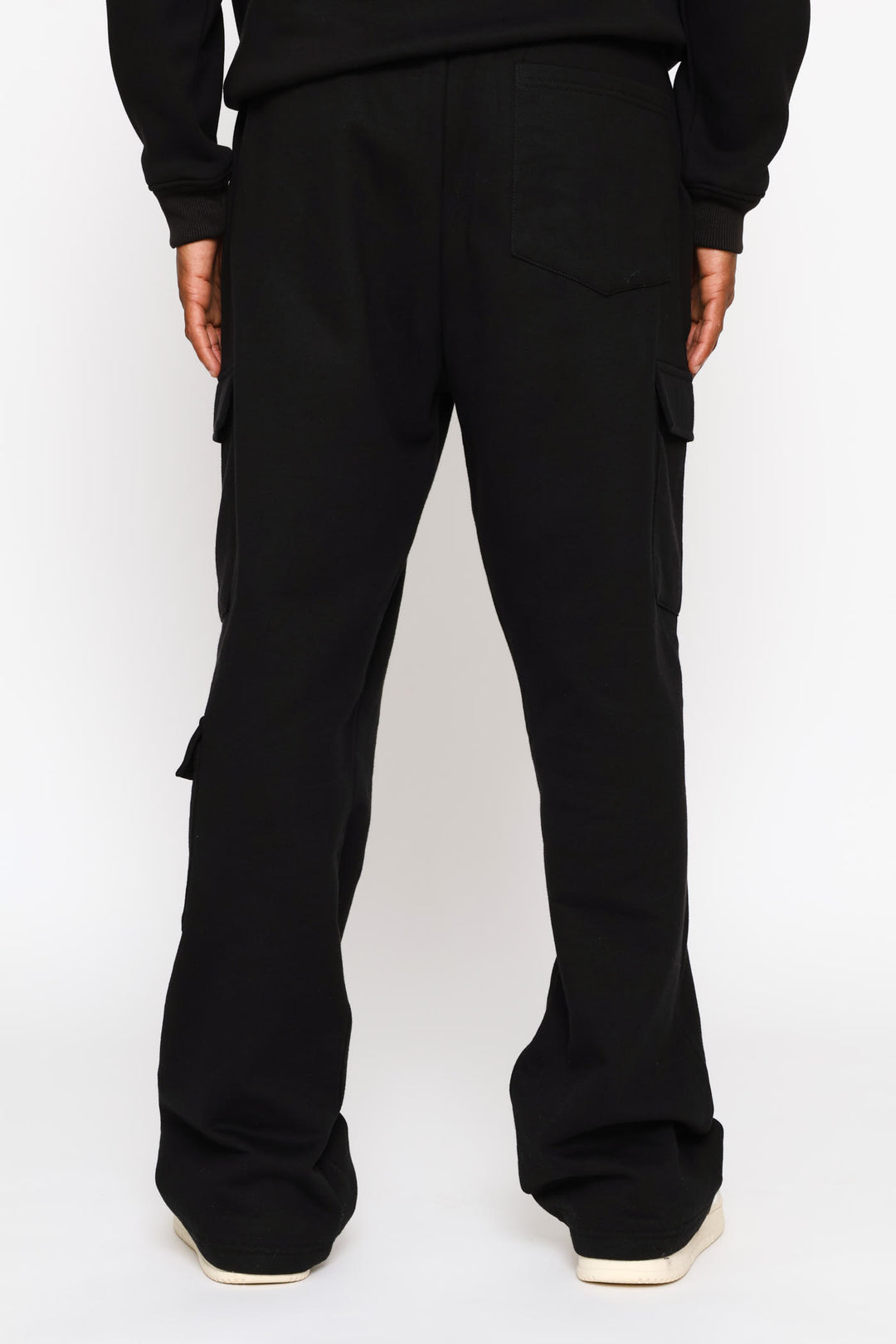 Straight Leg Multi Pocket Fleece Jogger  - Black