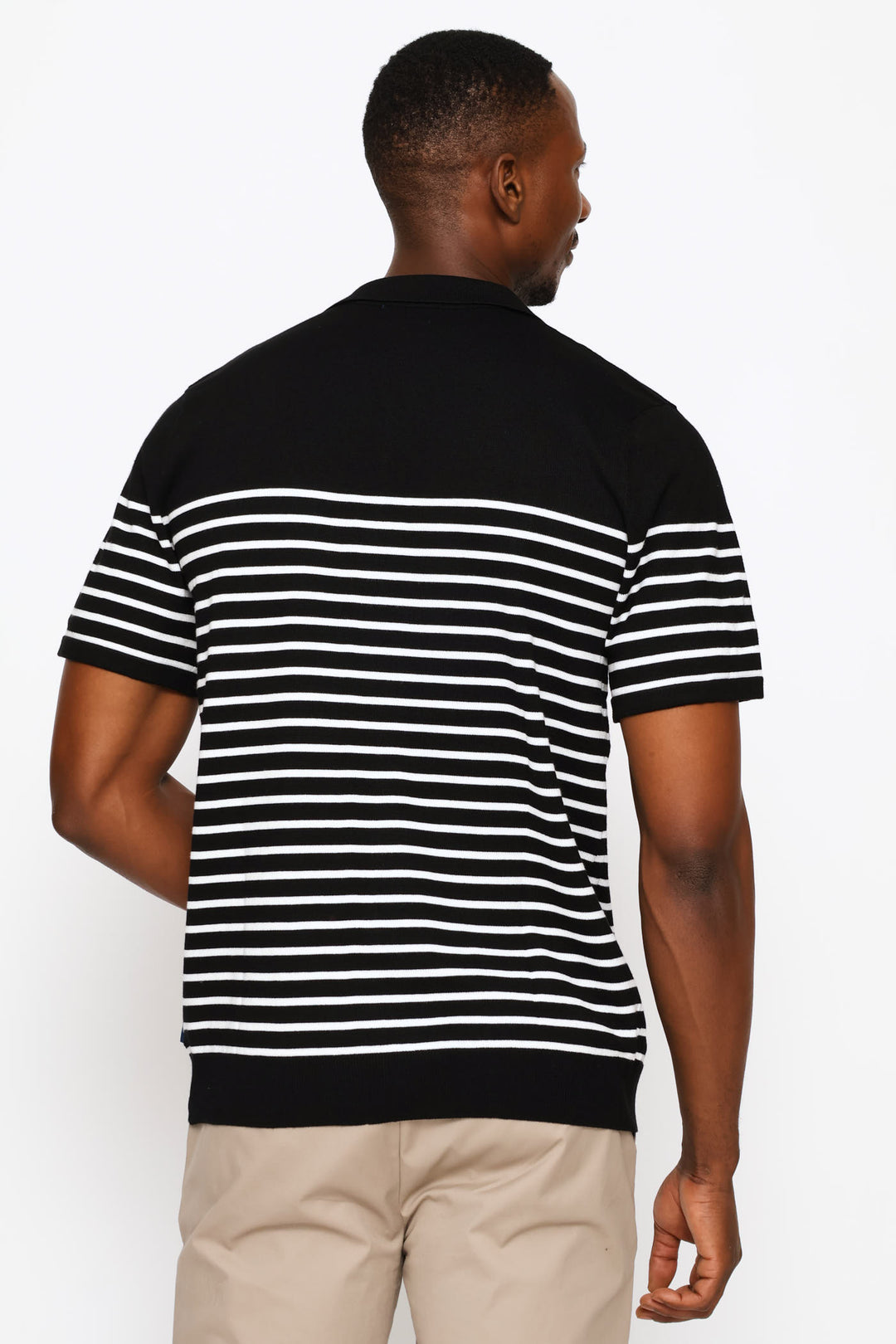 Stripe Fine Gauge Golfer - Black/White