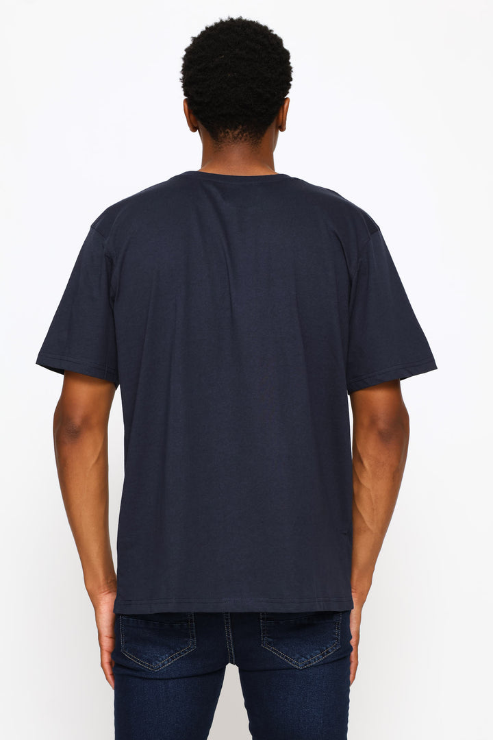 Basic Print Tee - Navy