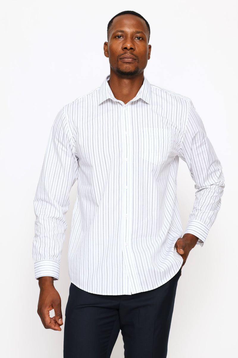 Regular Double Fine Stripe Printed Shirt - Neutral