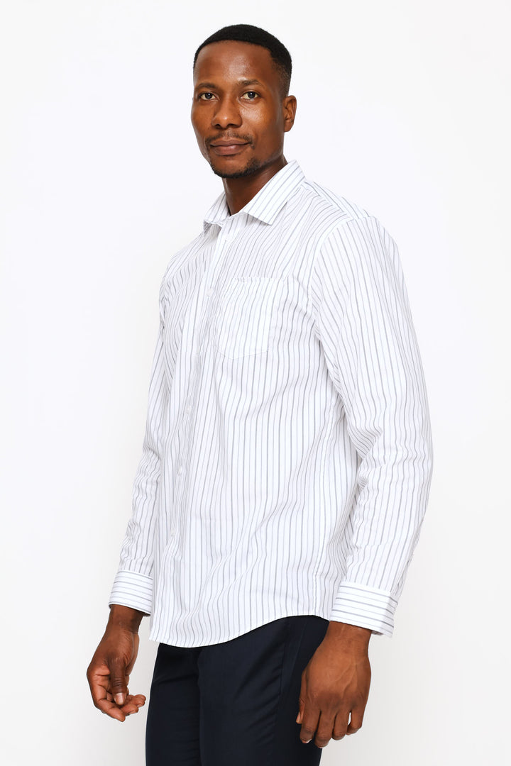 Regular Double Fine Stripe Printed Shirt - Neutral