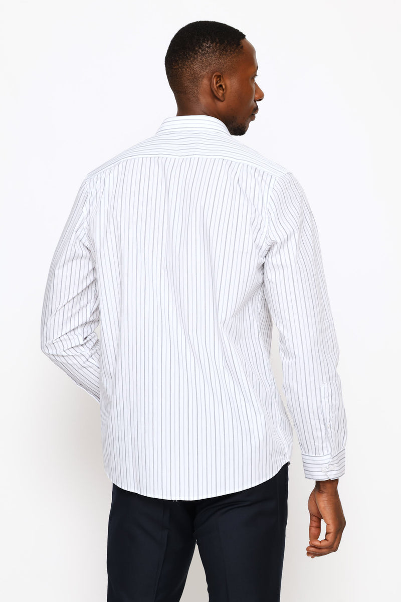 Regular Double Fine Stripe Printed Shirt - Neutral