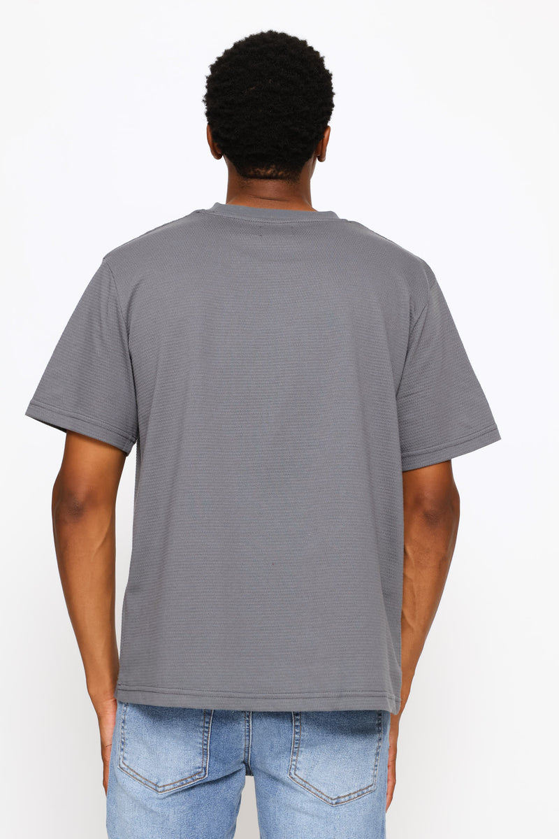 Basic Textured Crew Tee - Grey