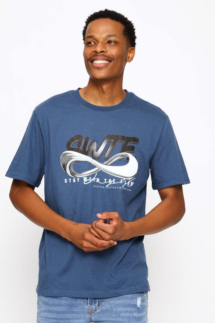 Swft Basic Print Tee - Steel Blue