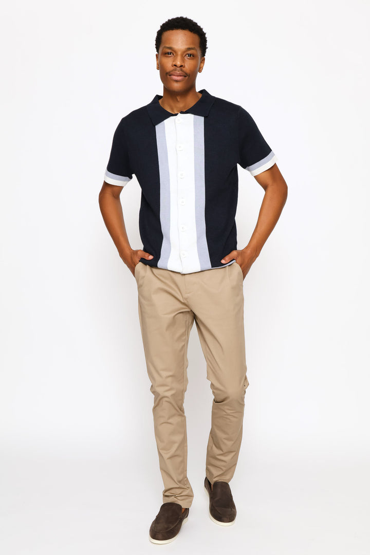 Colour Block Knit Shirt - Multi