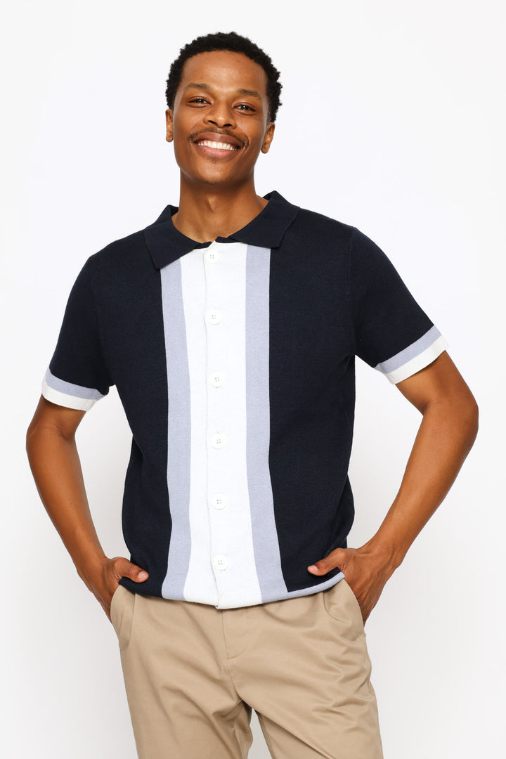 Colour Block Knit Shirt - Multi