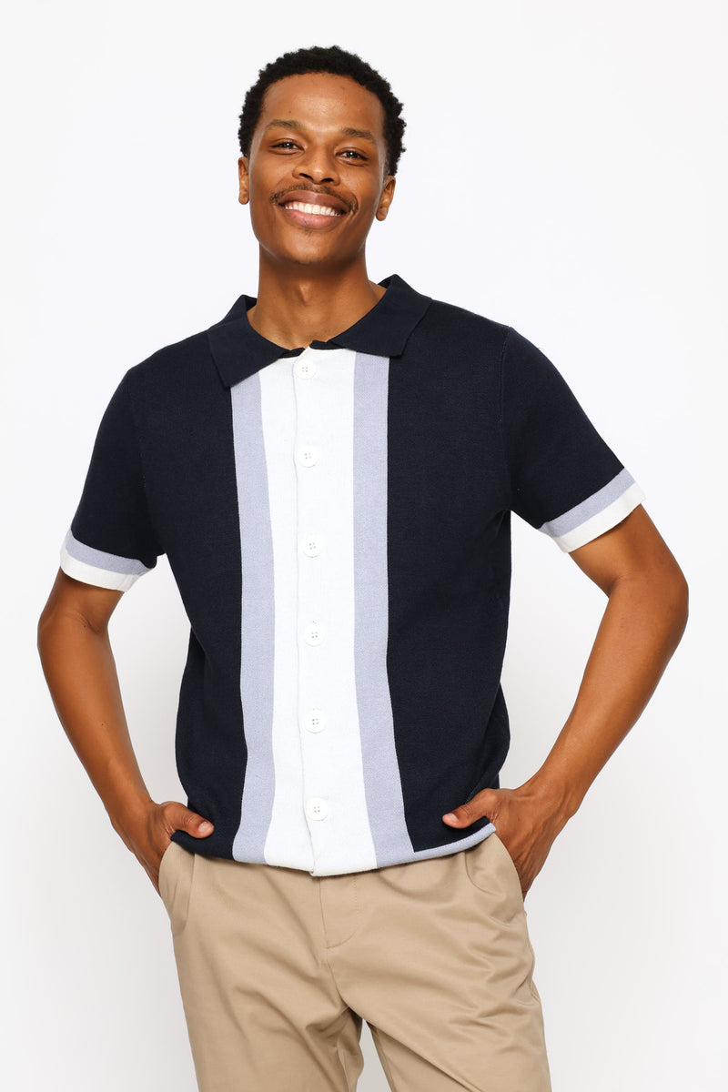 Colour Block Knit Shirt - Multi