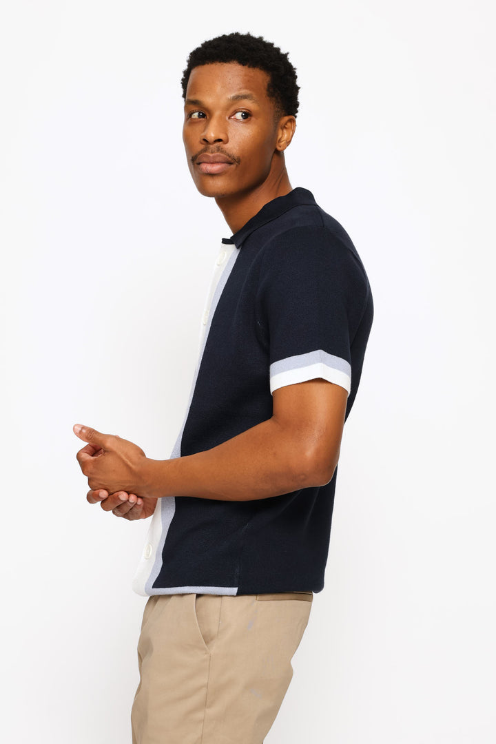 Colour Block Knit Shirt - Multi