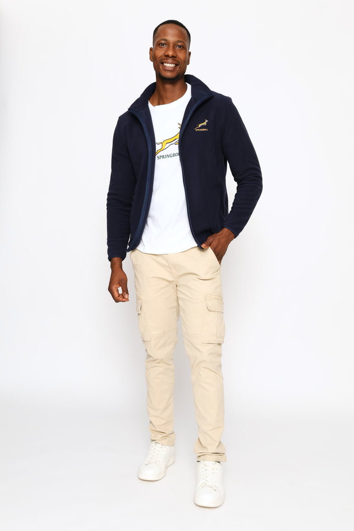 Springboks Fleece Zip Through Jacket - Navy