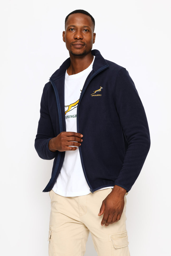Springboks Fleece Zip Through Jacket - Navy