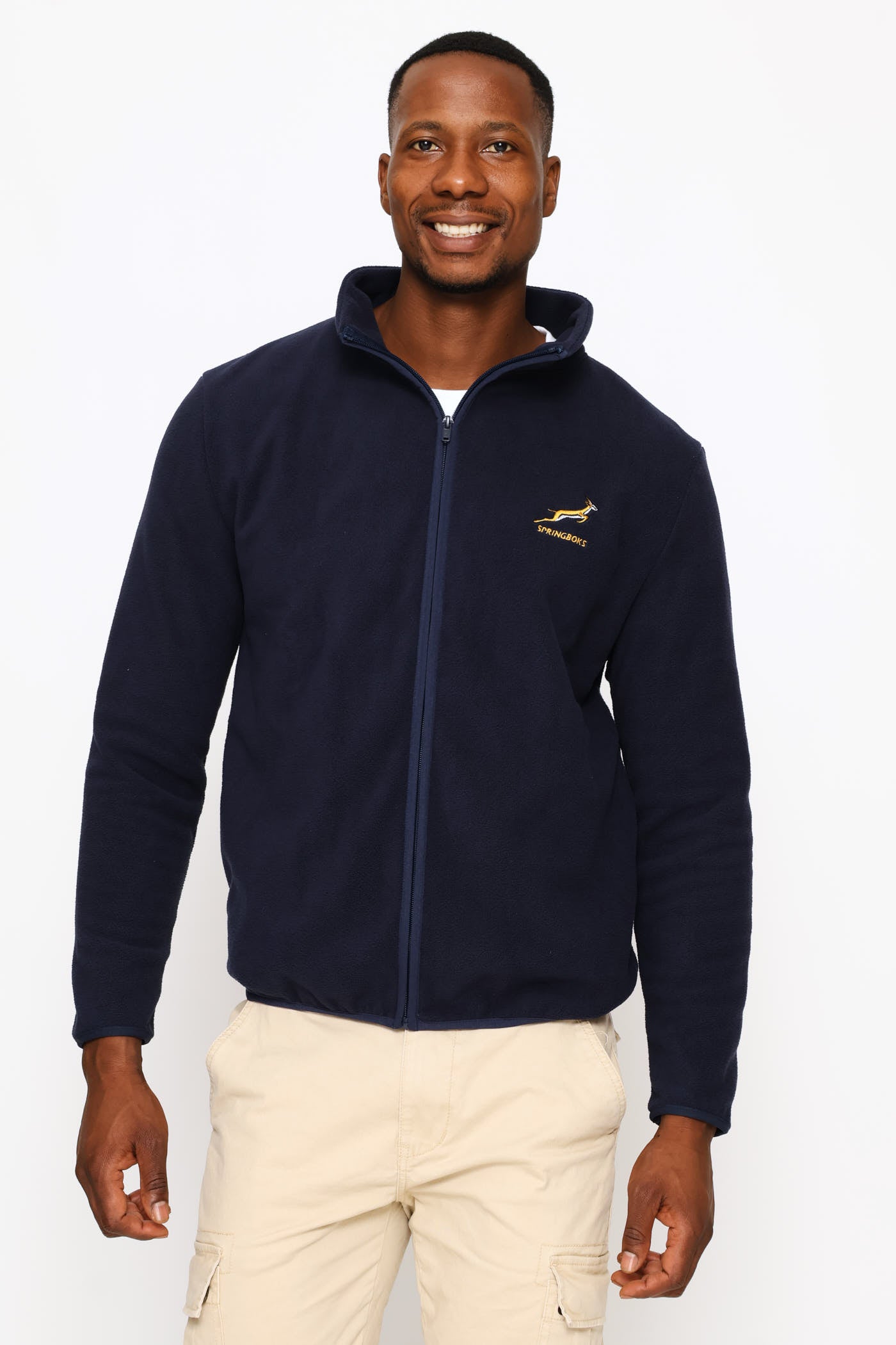 Mens Springboks Fleece Zip Through Jacket - Navy – Edgars