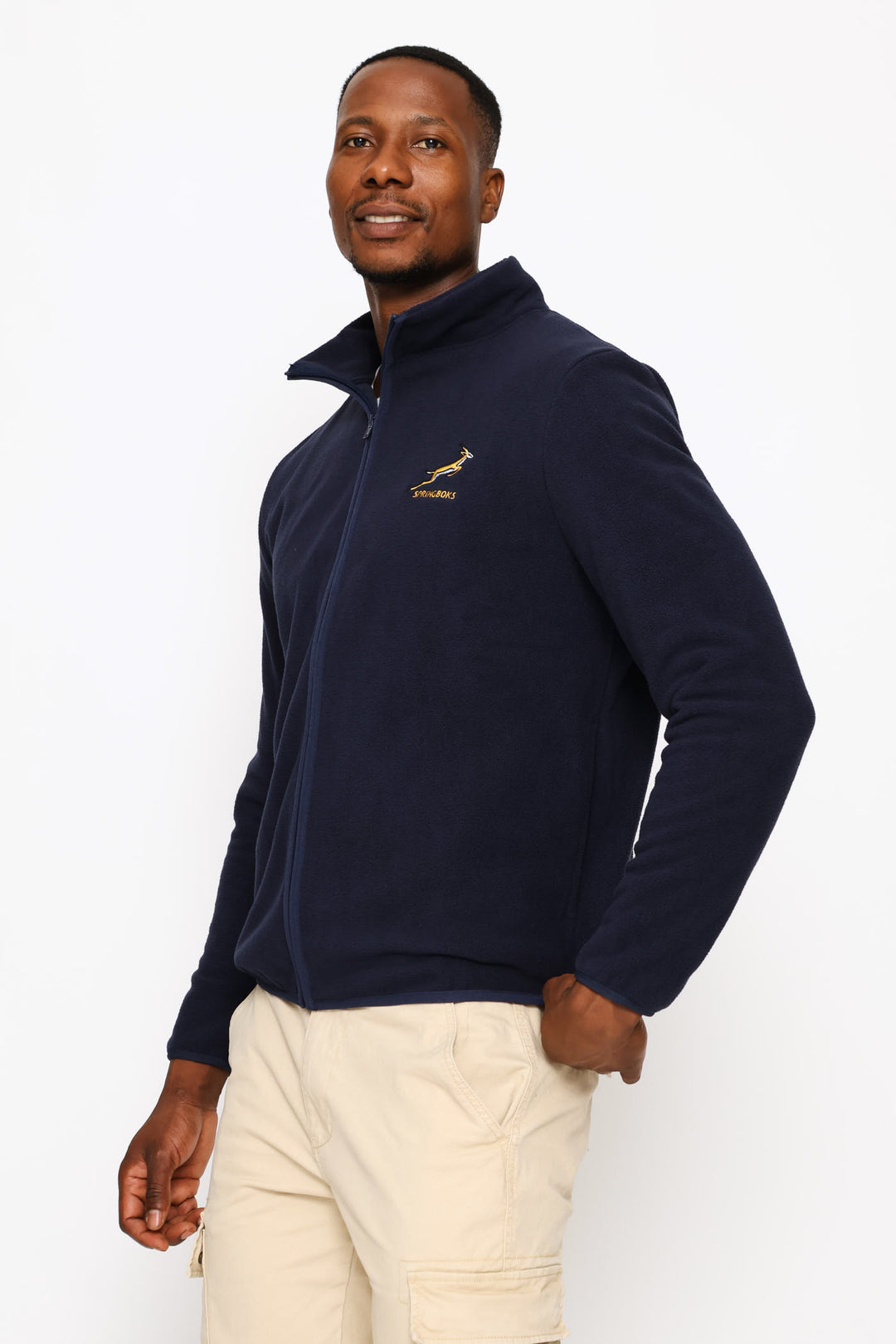 Springboks Fleece Zip Through Jacket - Navy