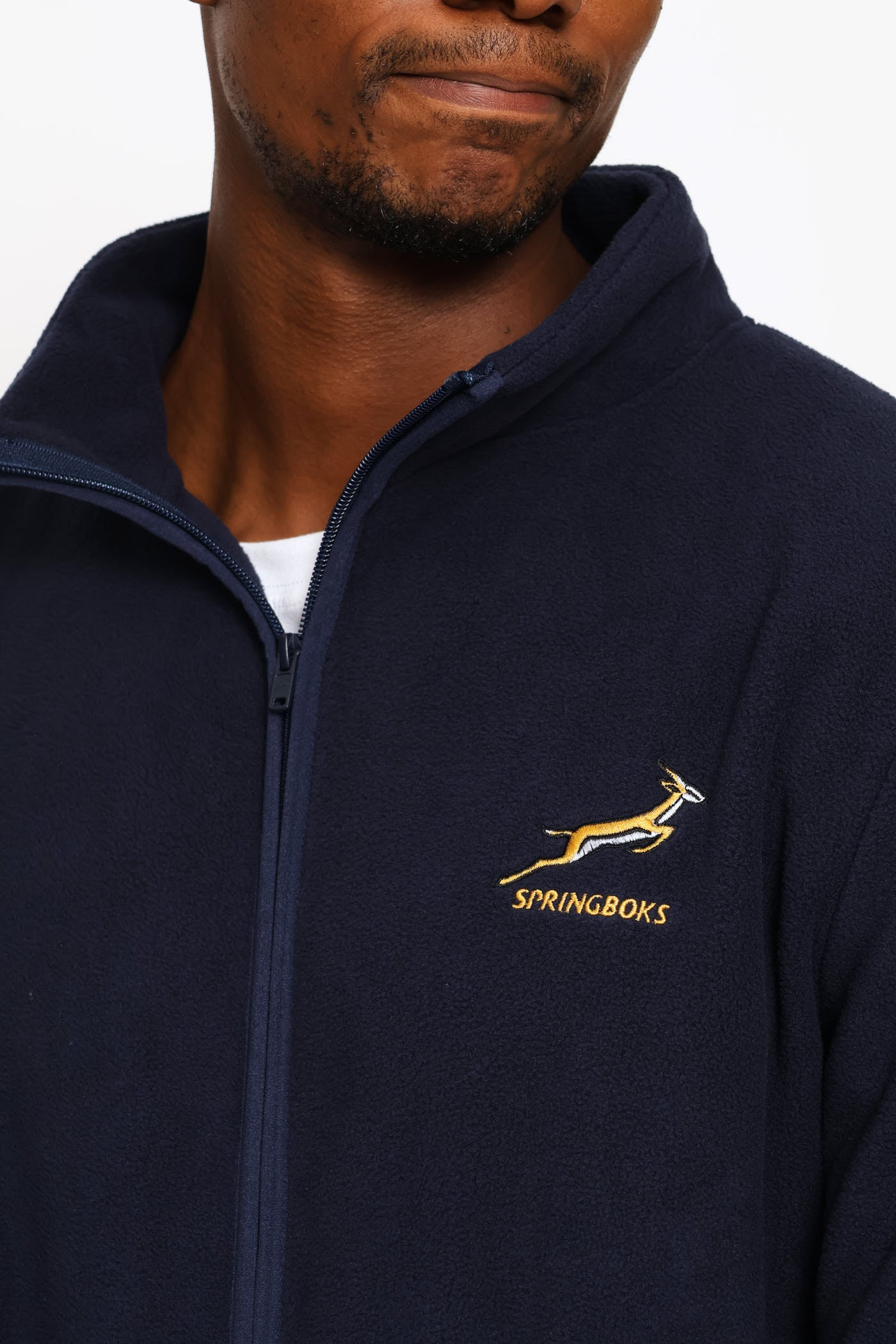 Mens Springboks Fleece Zip Through Jacket - Navy – Edgars