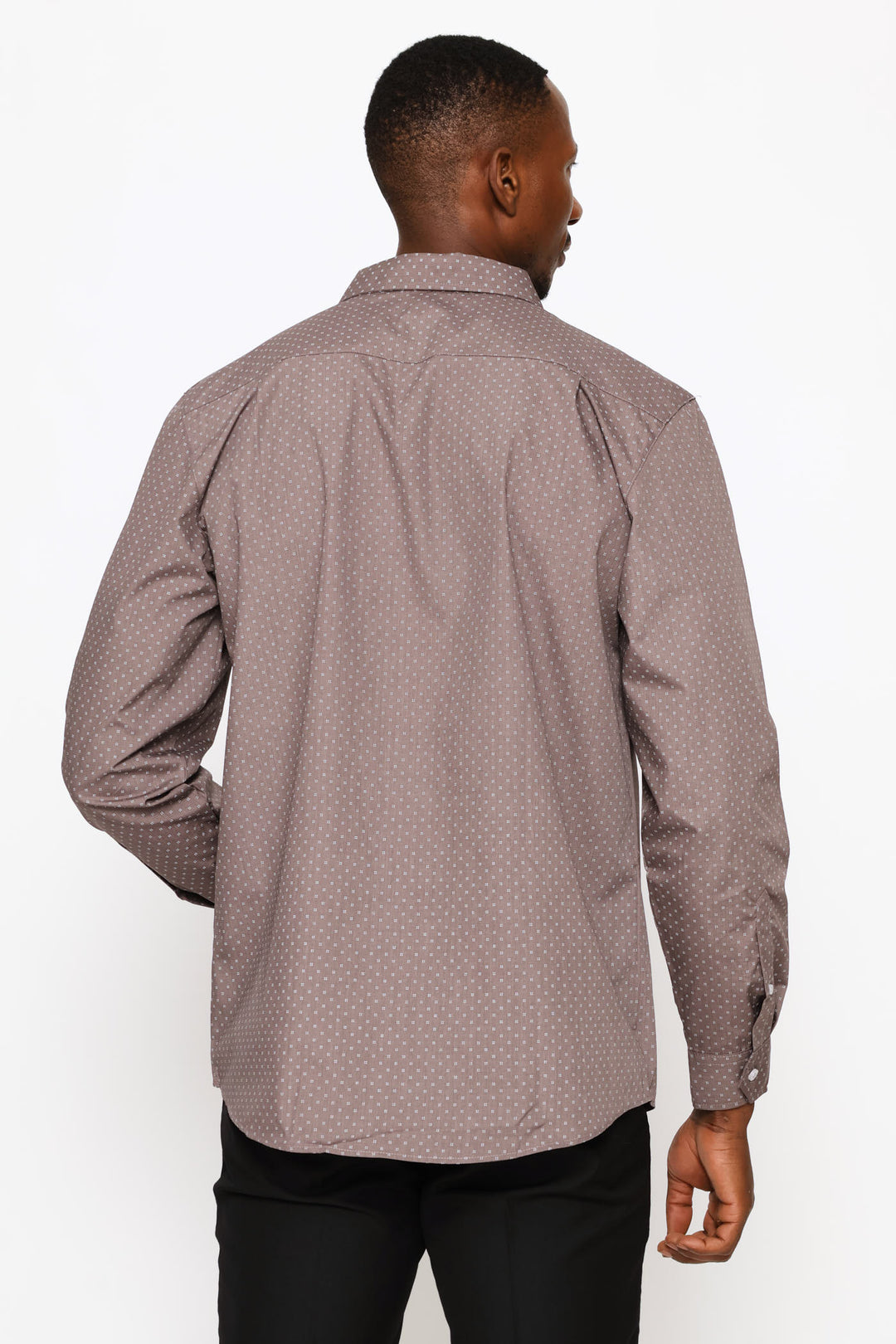 Regular Long Sleeve Ditsy Spotted Printed Shirt - Brown